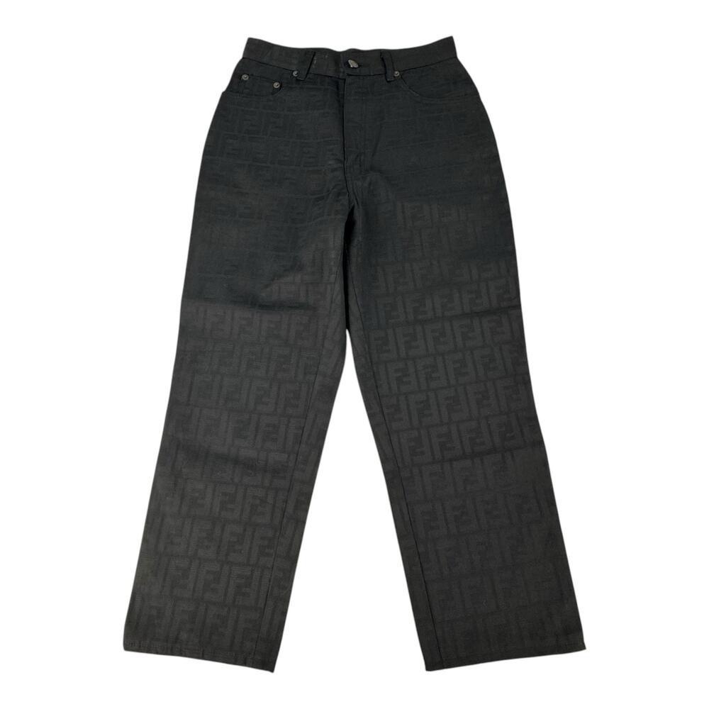 Fendi Vintage Cropped Black Zucca Print Pant